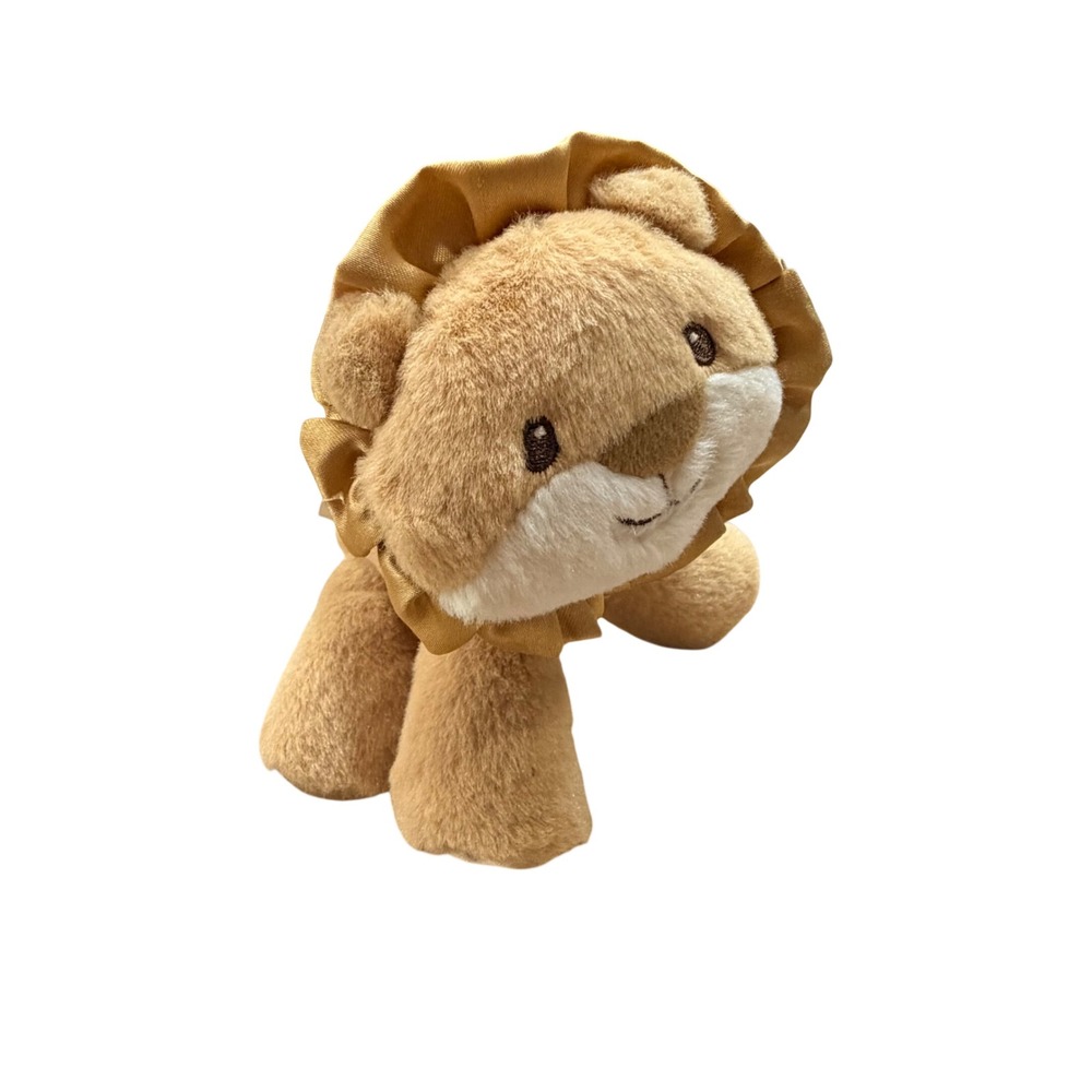 Baby GUND Safari Rattle Lion Plush Tan Gold Satin Mane 4050804 Stuffed Animal